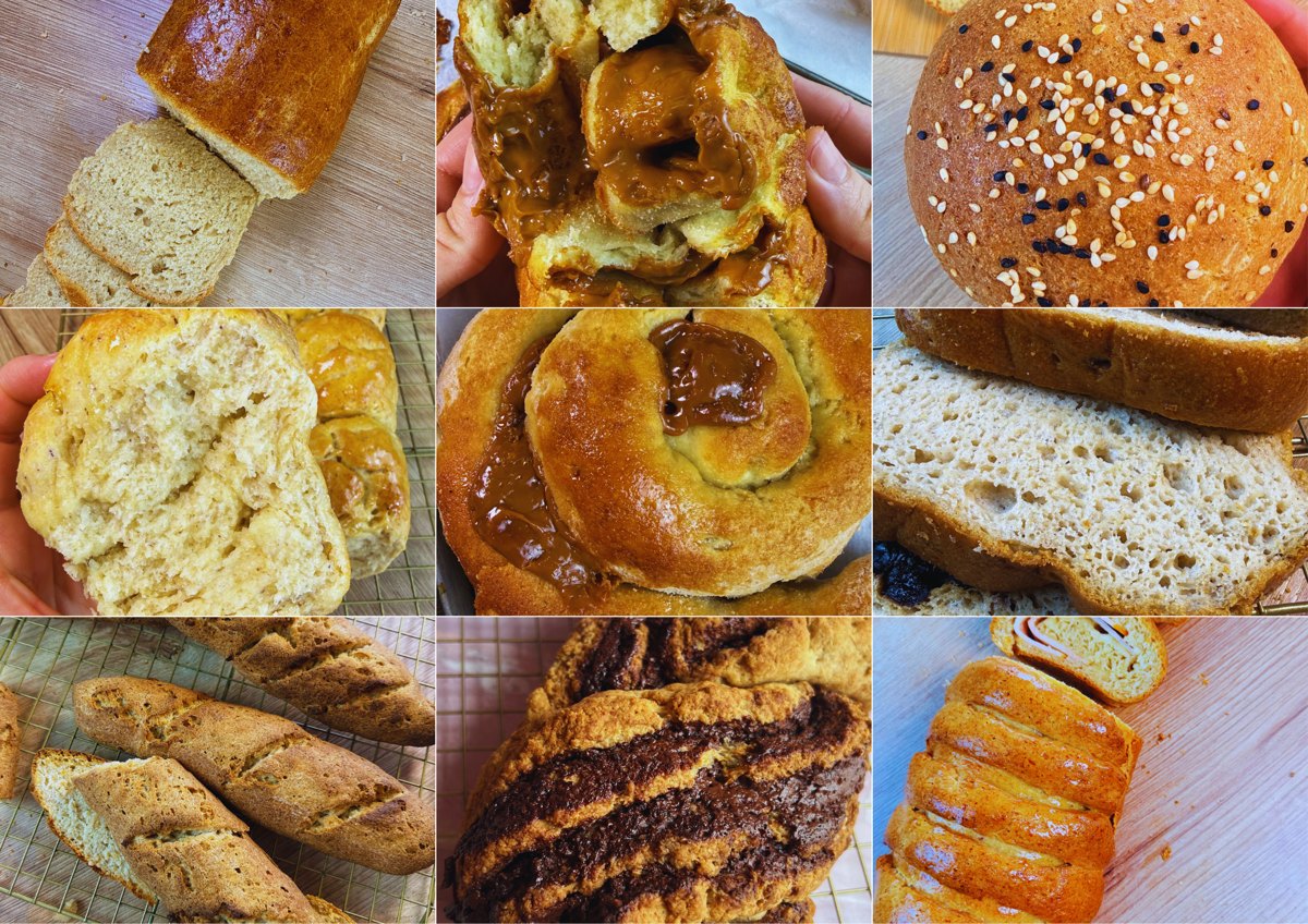 Variedad de panes saludables sin gluten y sin azúcar