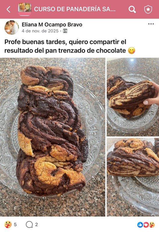 Eliana M. Ocampo con su pan trenzado de chocolate