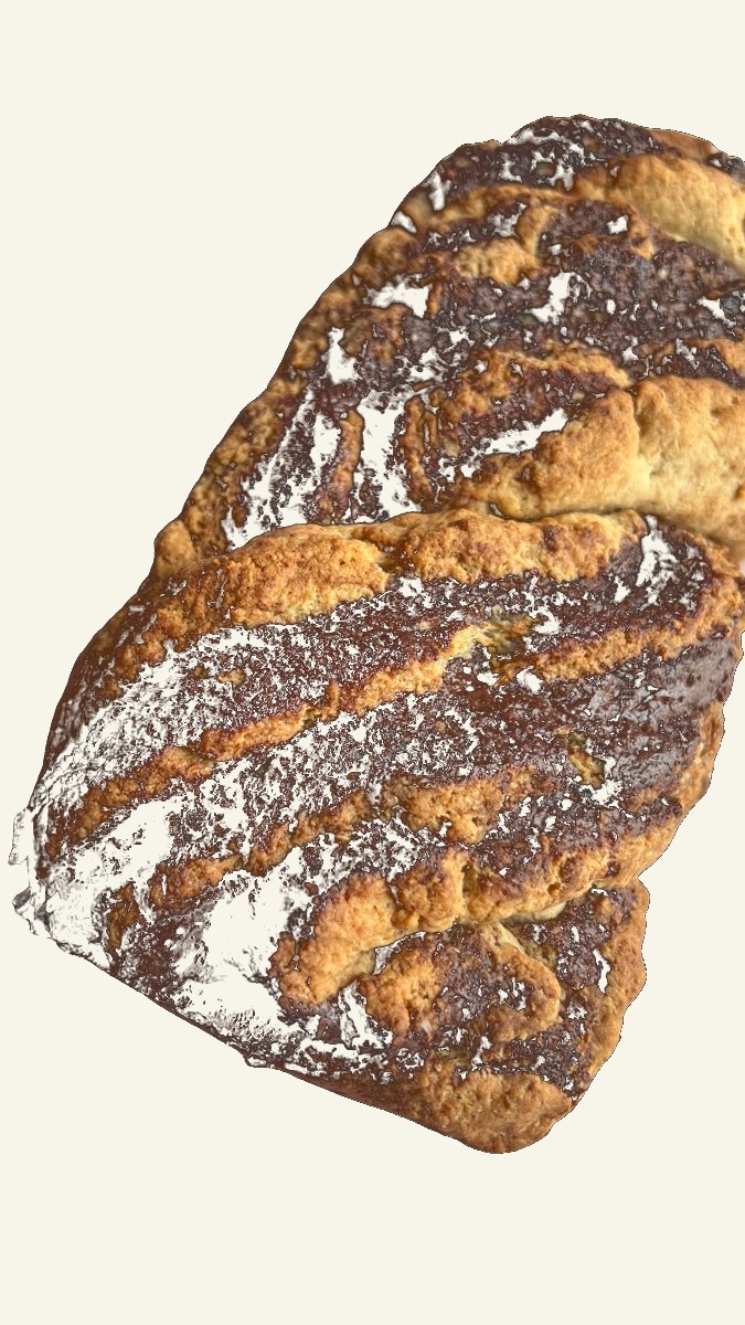 Pan trenzado de chocolate sin gluten y sin azúcar